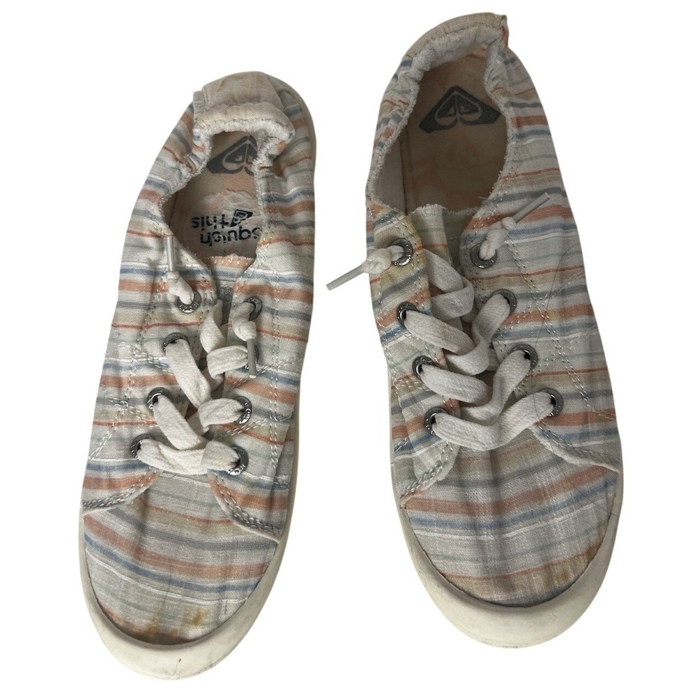 Roxy Slip On Shoes Women's Pastel Striped Canvas Sneakers Size 8.5